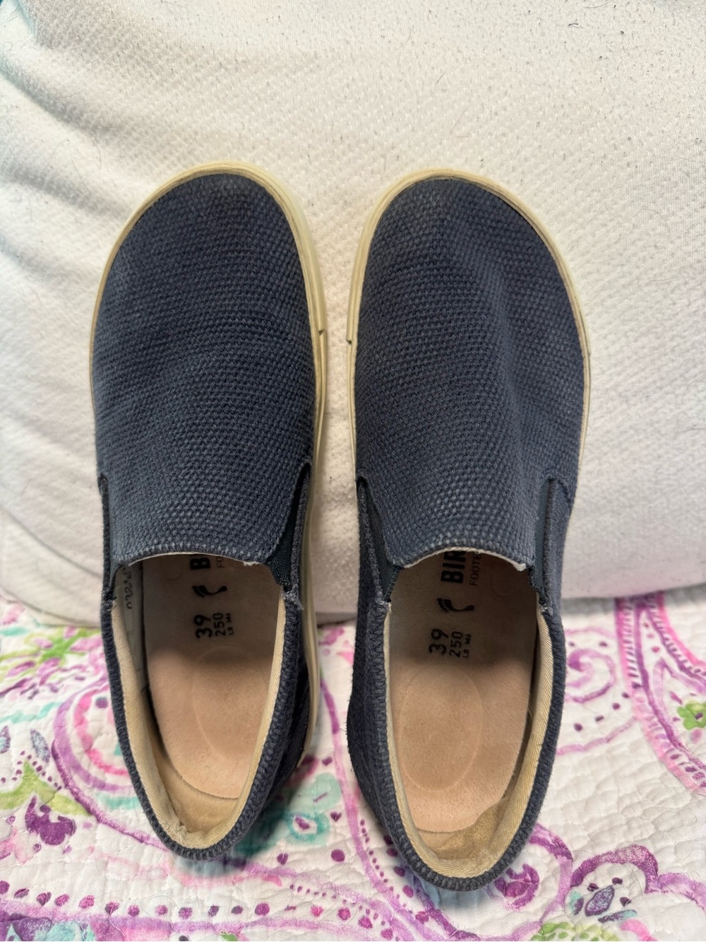 Birkenstock Slip-On Sneakers Navy Blue Cream Sole - Men’s 6-6.5 Women’s 8-8.5